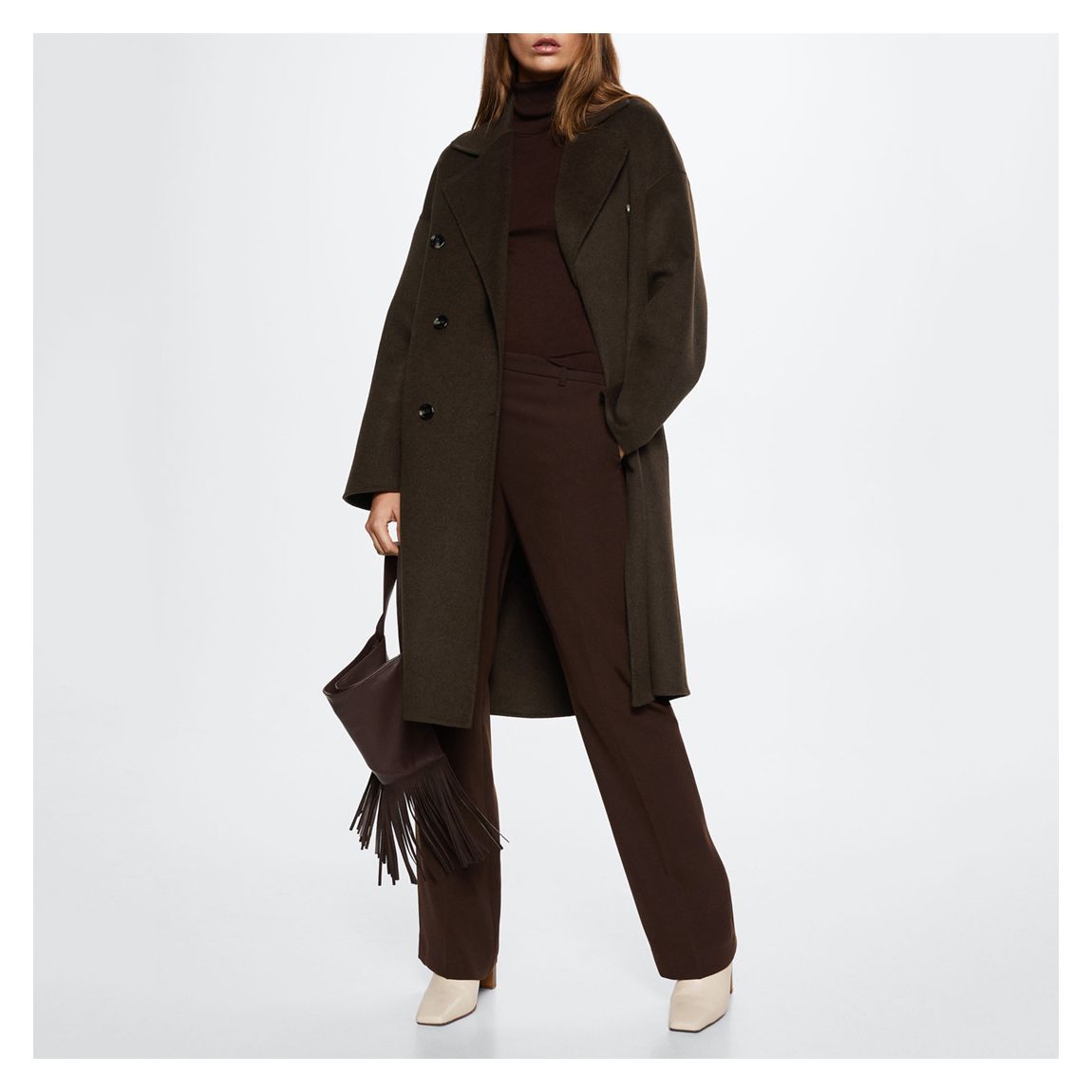 Brown Double Breasted Oversized Coat main product photo