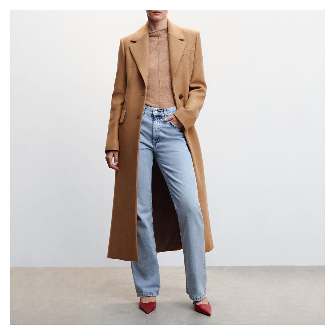 Brown Longline Button Coat main product photo