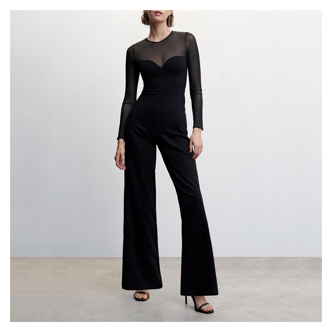 Black Tulle Panel Jumpsuit main product photo