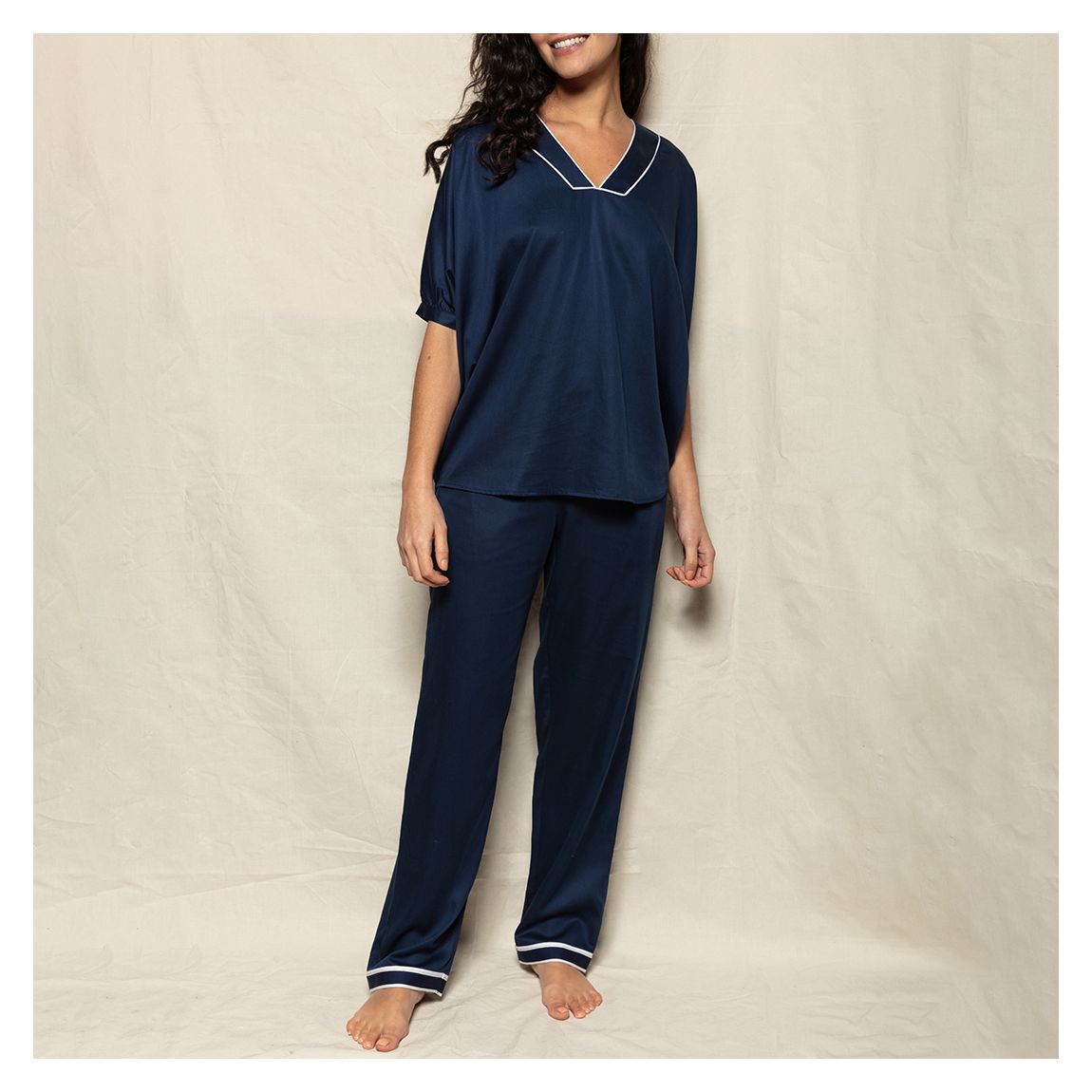 Navy Kaftan Top Pyjama Set main product photo