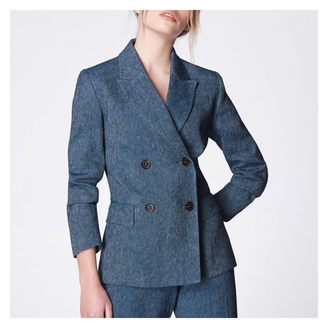 Blue Wilson Linen Blend Double Breasted Blazer main product photo