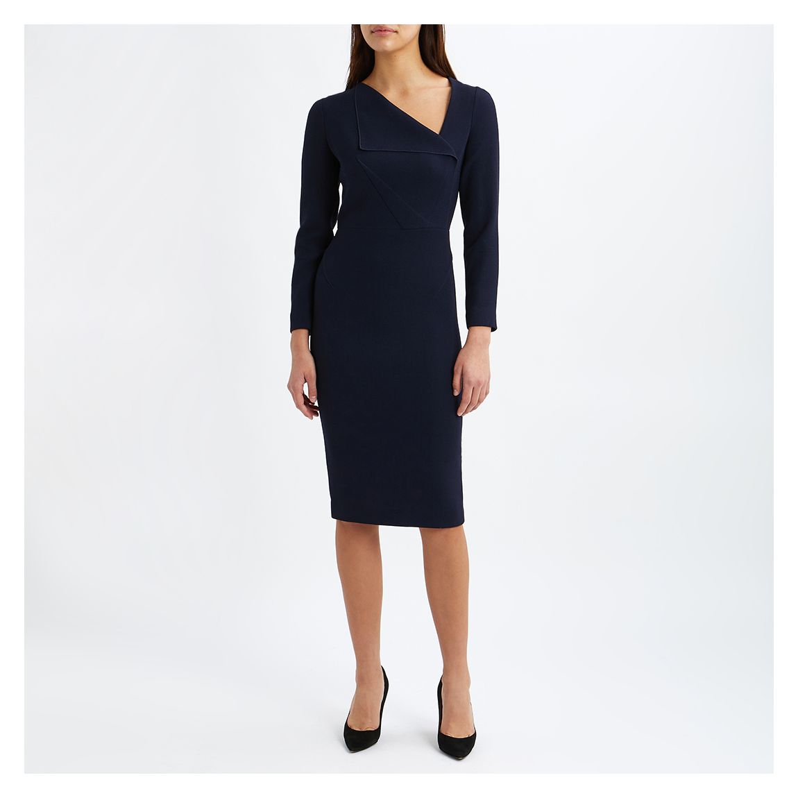 Navy Pru V-Neck Wool Dress main product photo