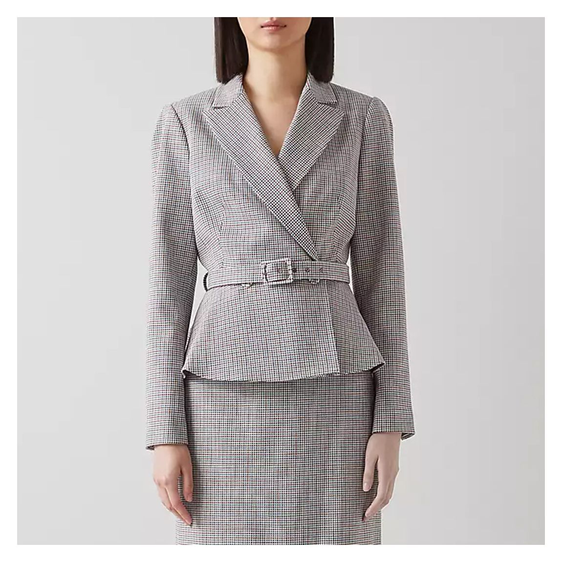 Grey Check Nina Belted Blazer main product photo