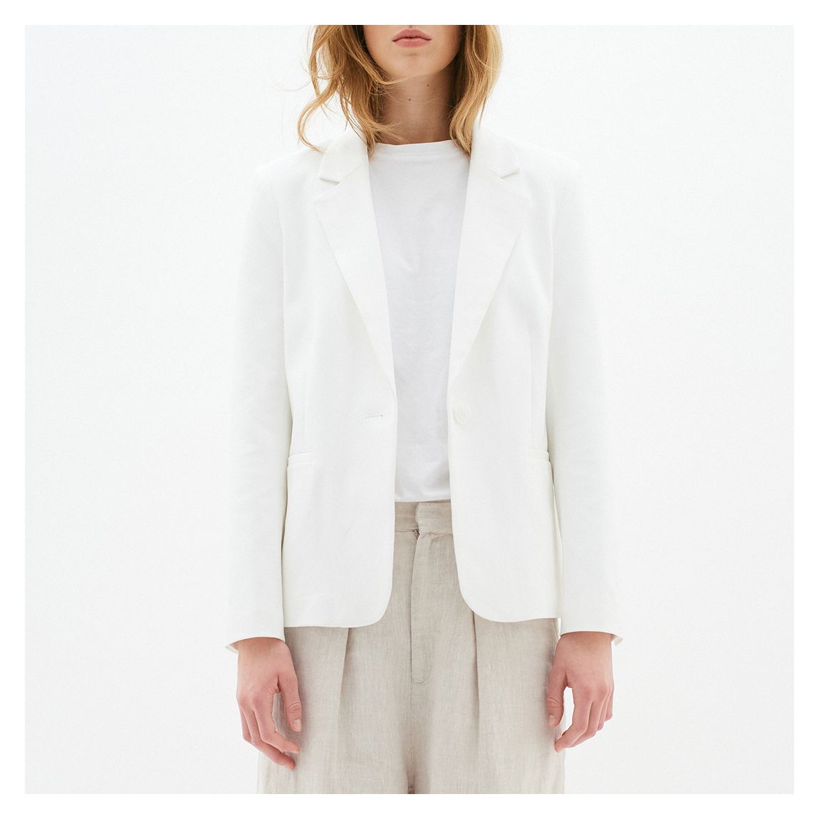 White Zella Cotton Blend Blazer main product photo