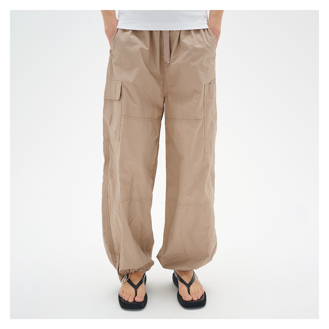 Beige Cotton Wide Leg Trousers main product photo
