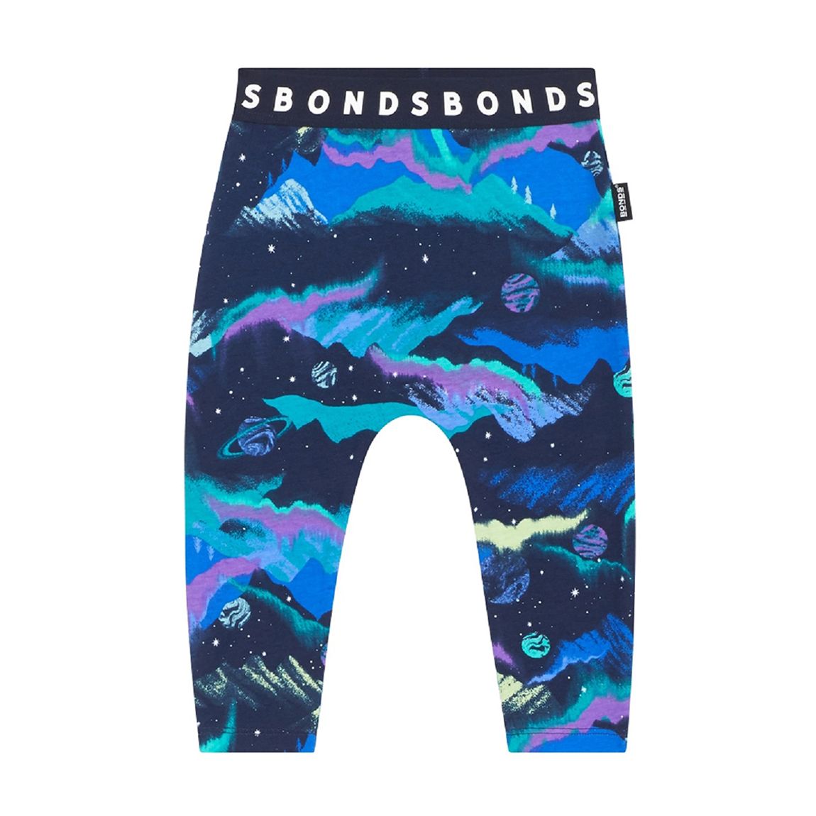 Blue Northern Lights Print Cotton Blend Leggings main product photo