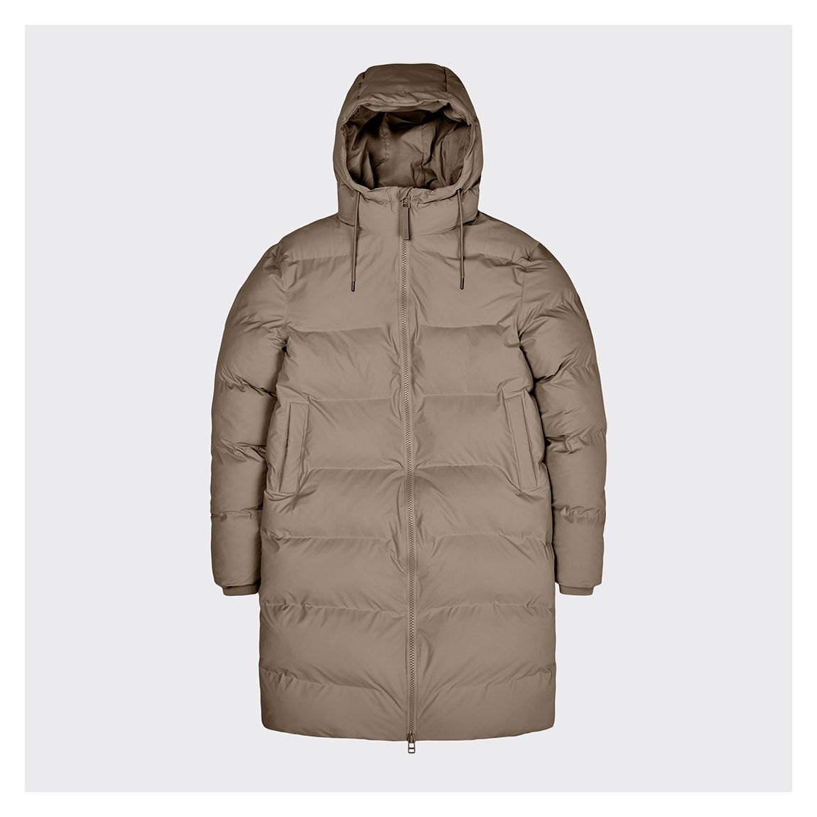 Taupe Unisex Waterproof Long Puffer Jacket main product photo