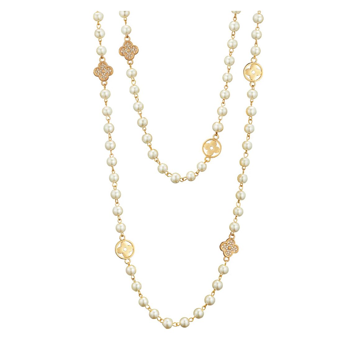 18K Gold Multi Pearl Embelished Endless Necklace main product photo