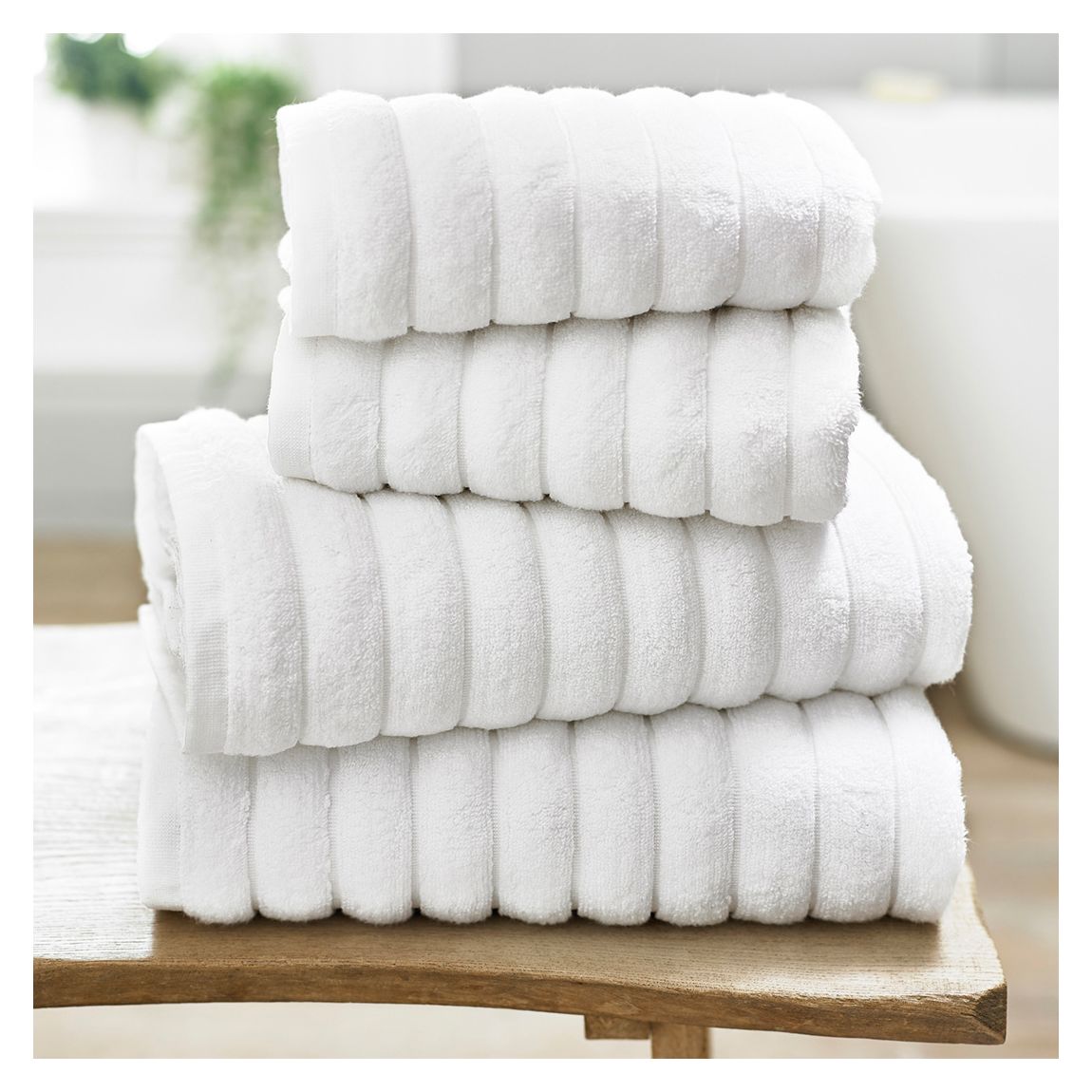 Rib Pair of Hand Towels, White main product photo