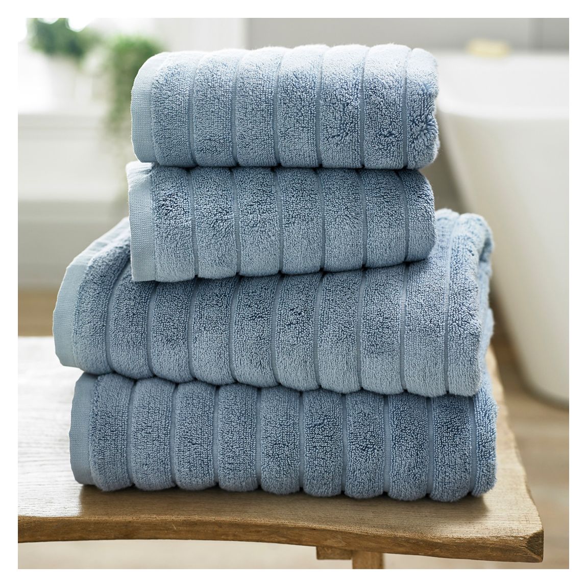 Rib Bath Towel, Blue main product photo