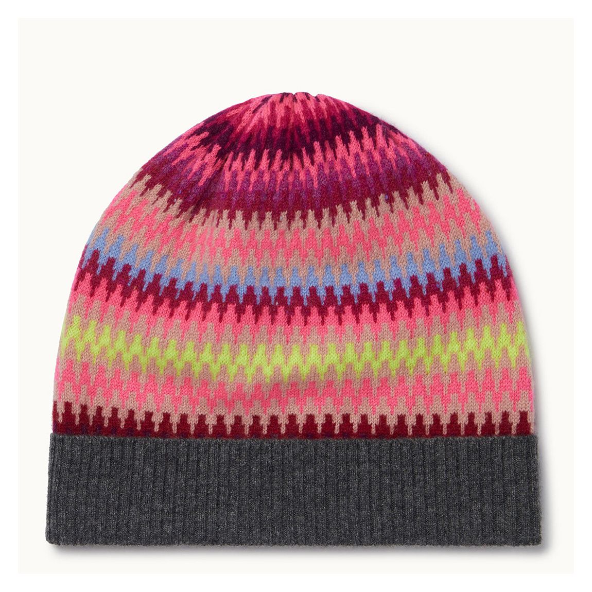Fairisle Beanie Derby Grey Aubergeine main product photo