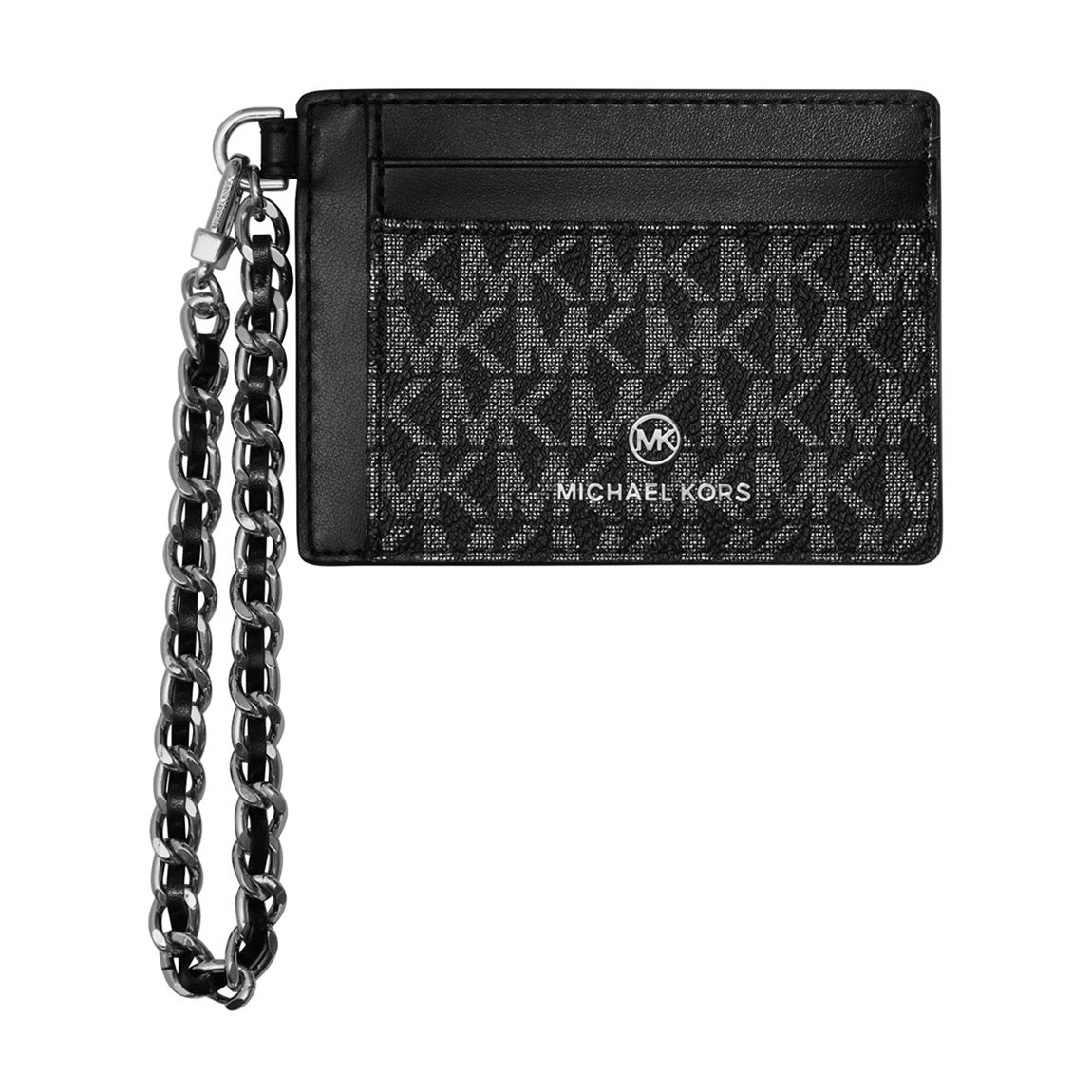 Black Silver Jet Set Charm Small Id Chain Card Holder main product photo