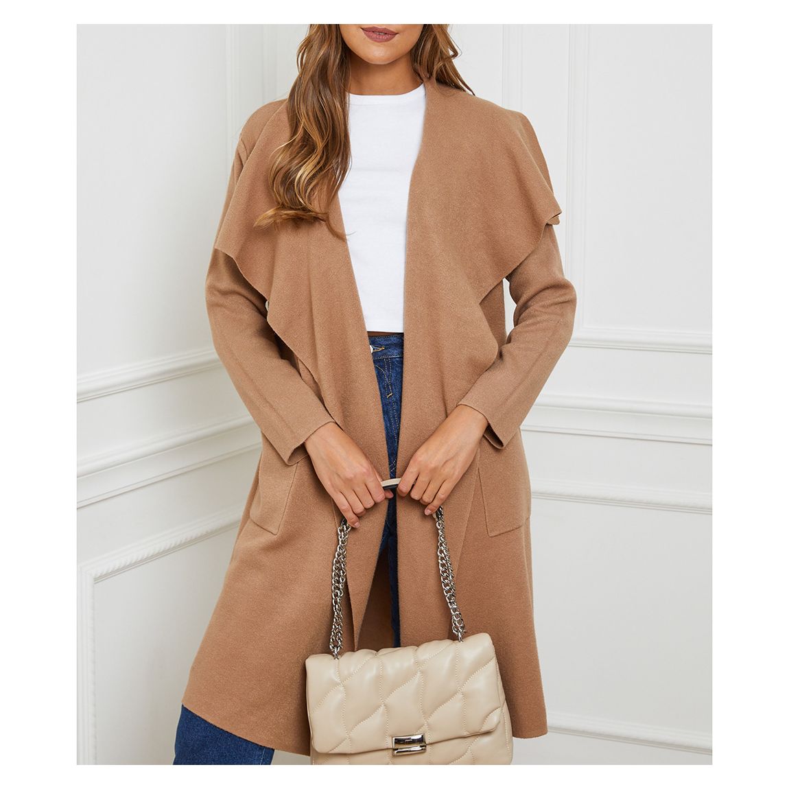 Camel Cashmere Blend Open Cardigan main product photo