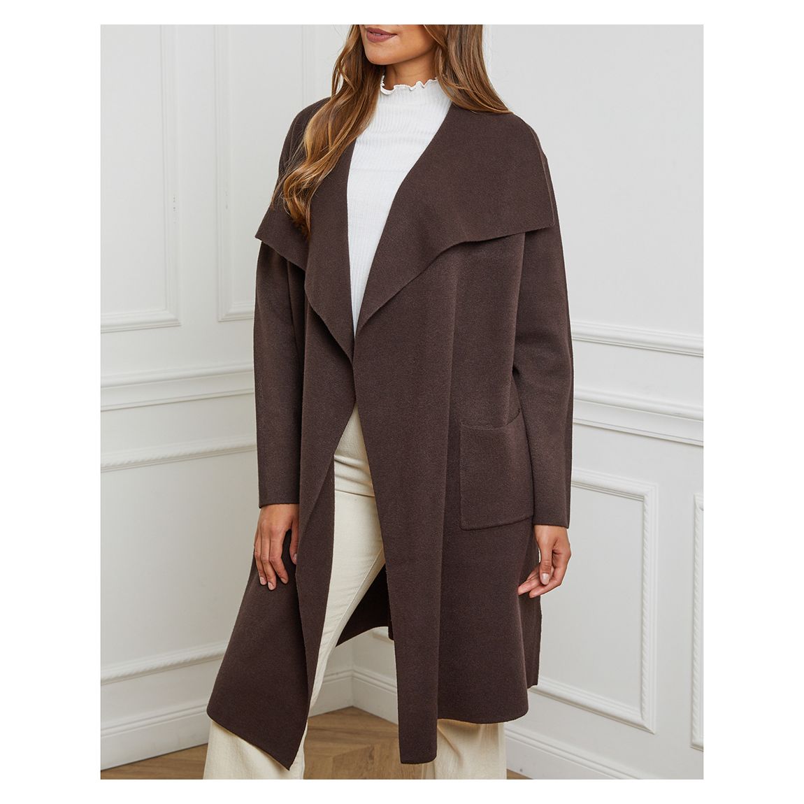 Brown Cashmere Blend Open Cardigan main product photo