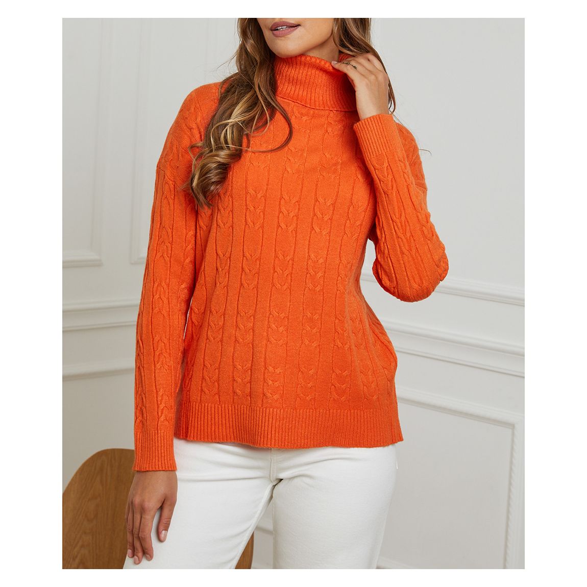 Orange Cashmere Blend Roll Neck Jumper main product photo