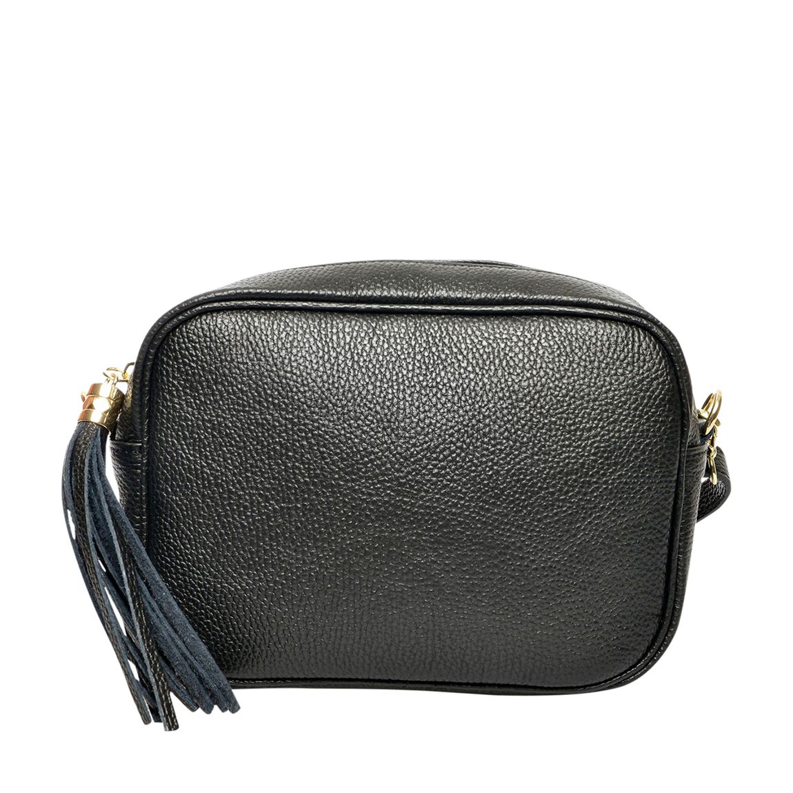 Black Italian Leather Crossbody bag main product photo