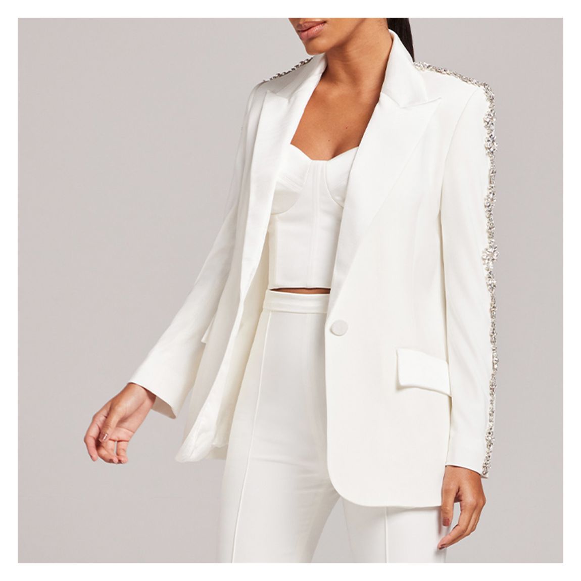 White Davina Embellished Blazer main product photo