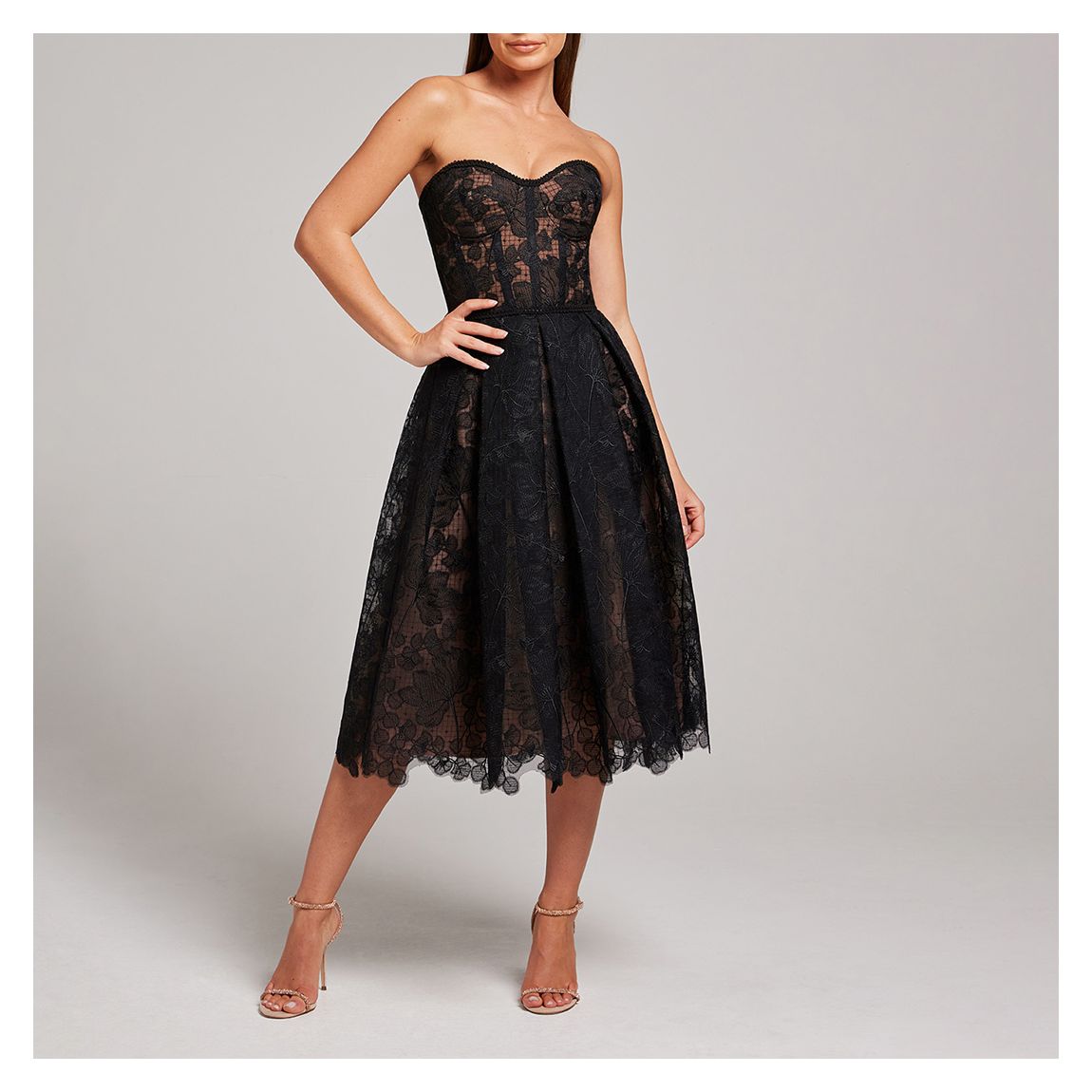 Black Olivia Corset Midi Dress main product photo