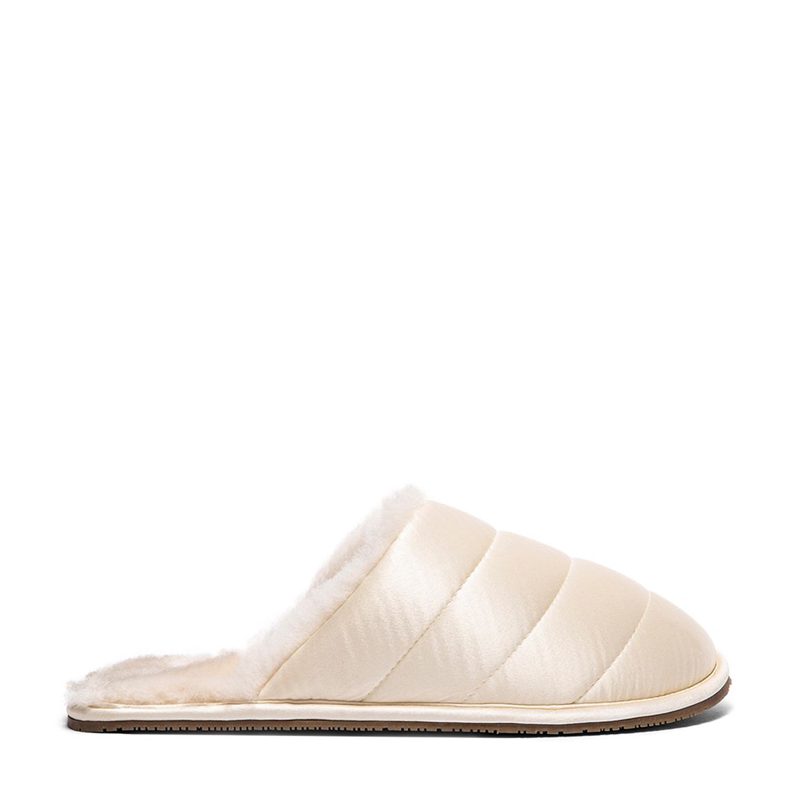 White Silk Sheepskin Supa Far Slippers main product photo