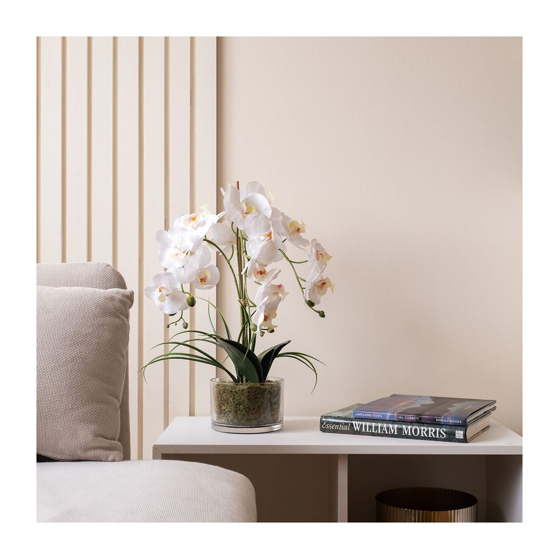 Real Touch 3-Stem Orchid with Grass in Glass Pot, 52cm main product photo