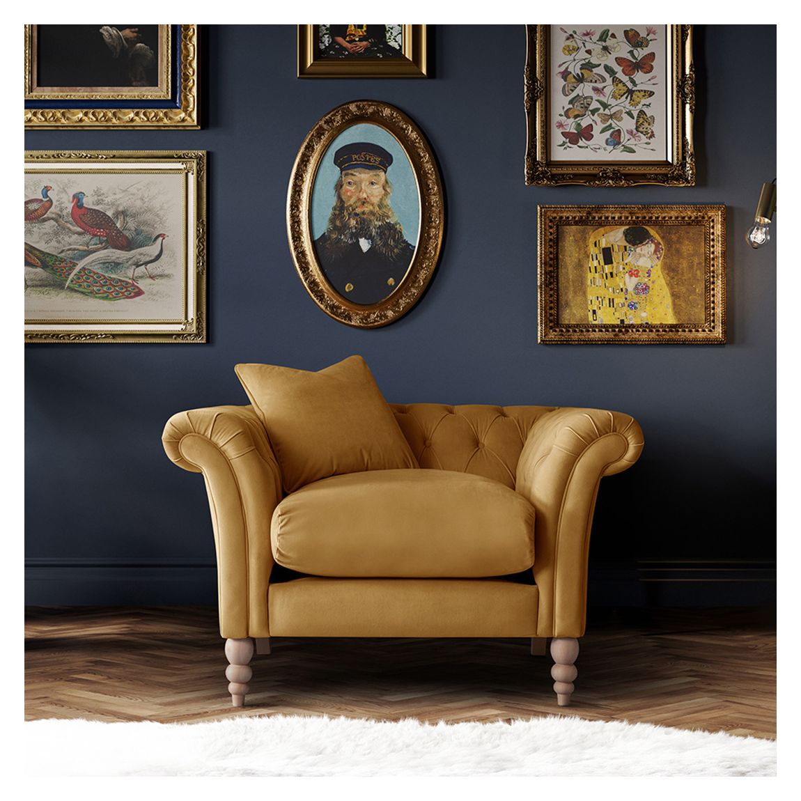 The Mayfair Arm Chair, Velvet Ochre main product photo