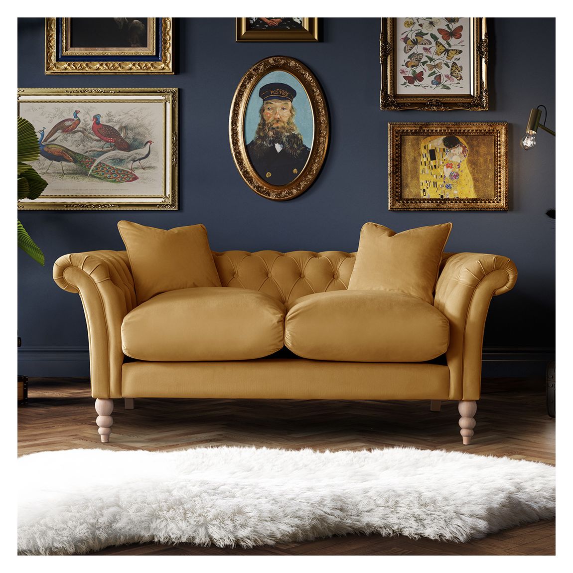 The Mayfair Medium Sofa, Velvet Ochre main product photo