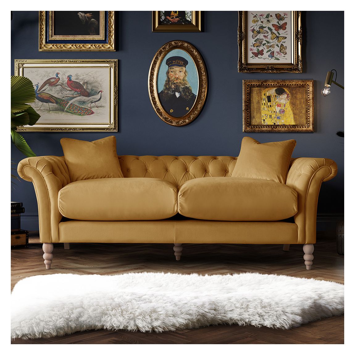 The Mayfair Large Sofa, Velvet Ochre main product photo