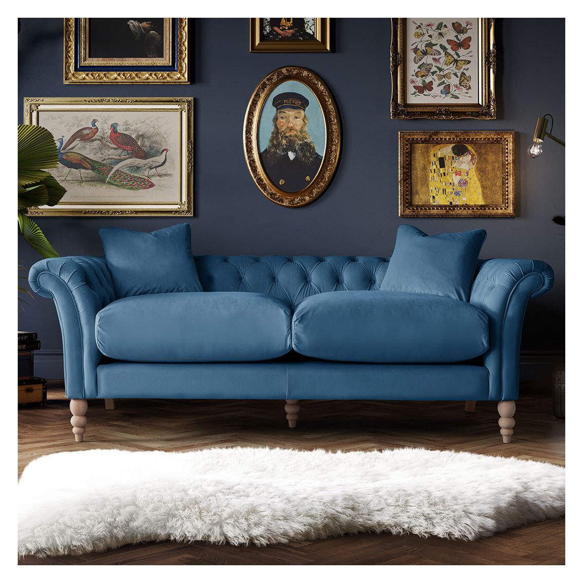 The Mayfair Large Sofa, Velvet Sky main product photo
