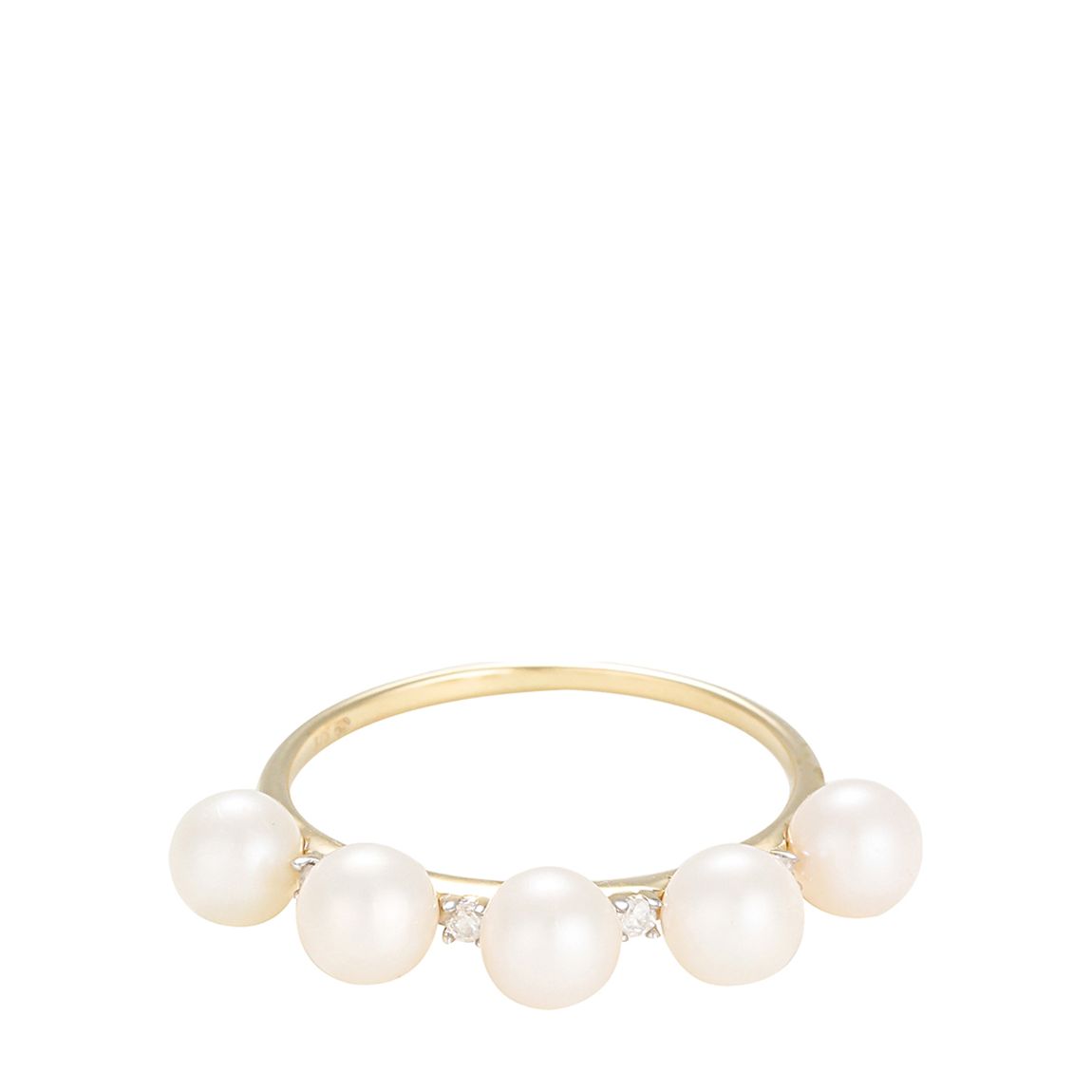 Silver Pearl And Diamond "Crown" Ring main product photo