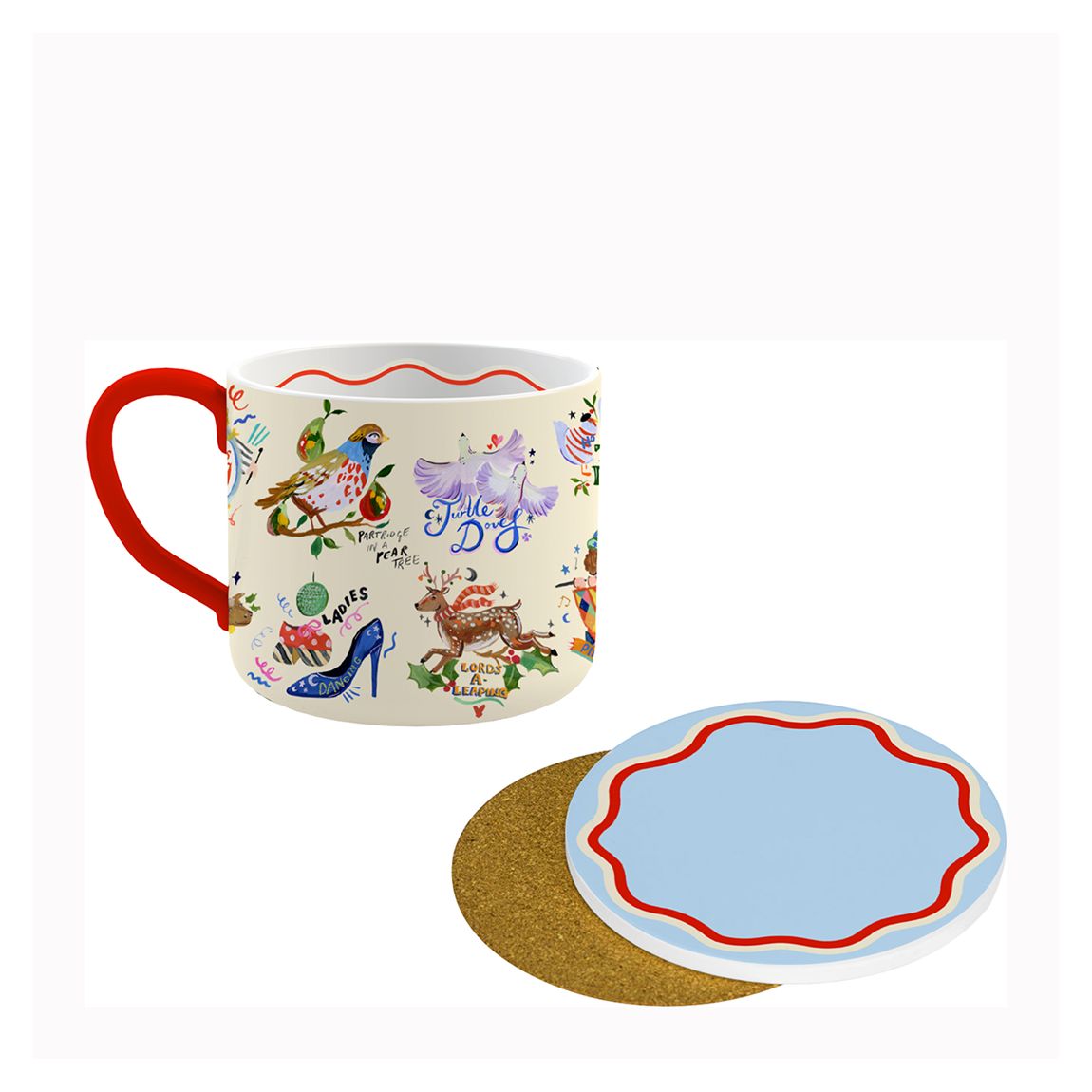 12 Days of Christmas Fine Bone China Mug & Coaster Set main product photo