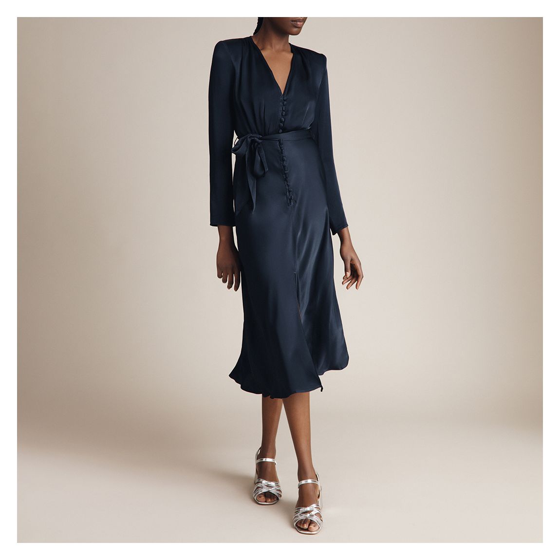 Navy Meryl Satin Dress main product photo