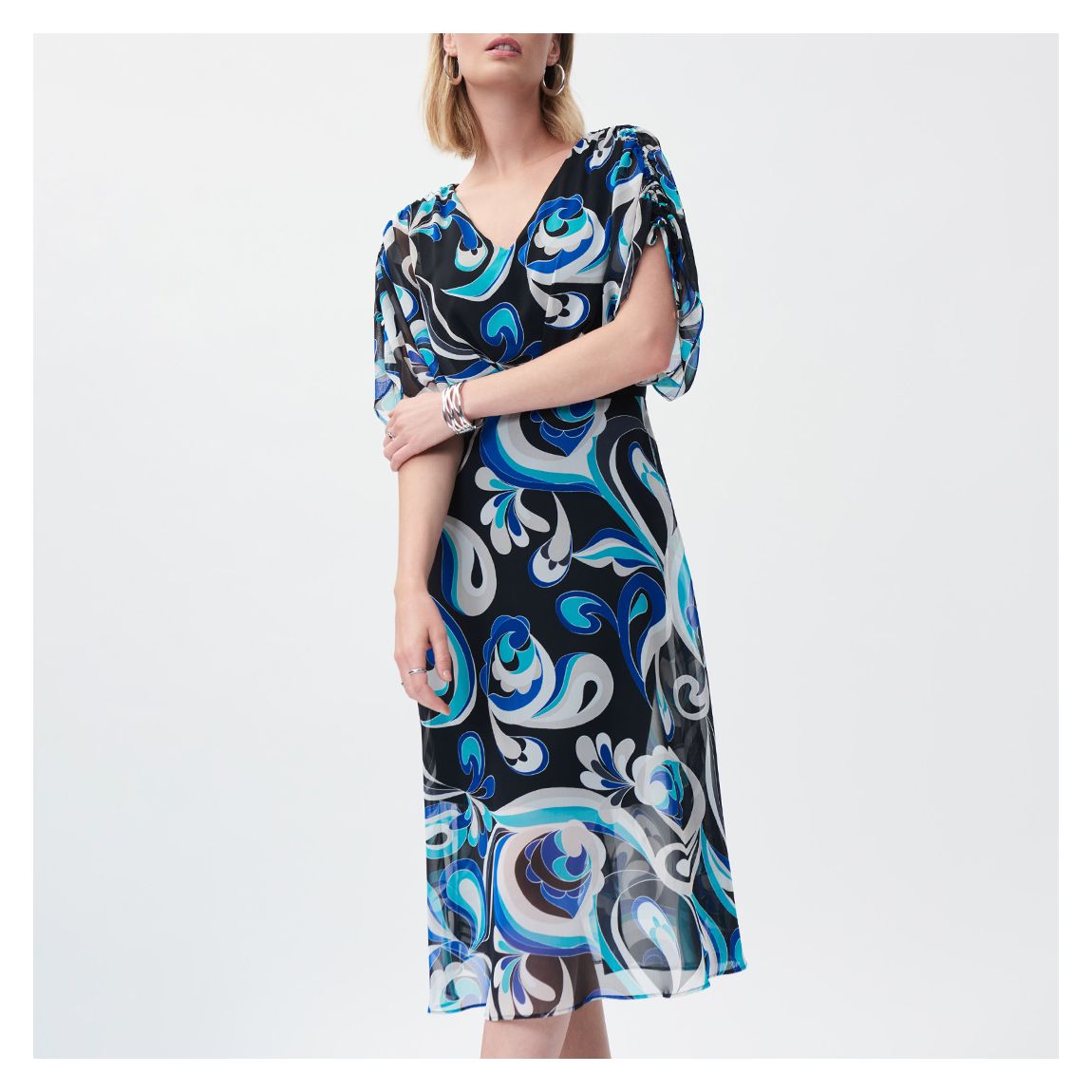 Blue Pattern Midi Dress main product photo
