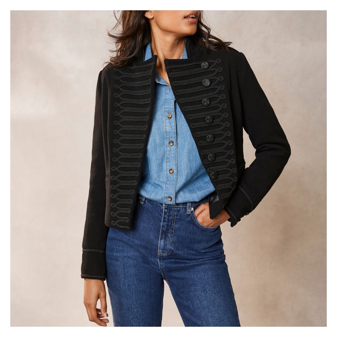 Black Military Crop Jacket main product photo