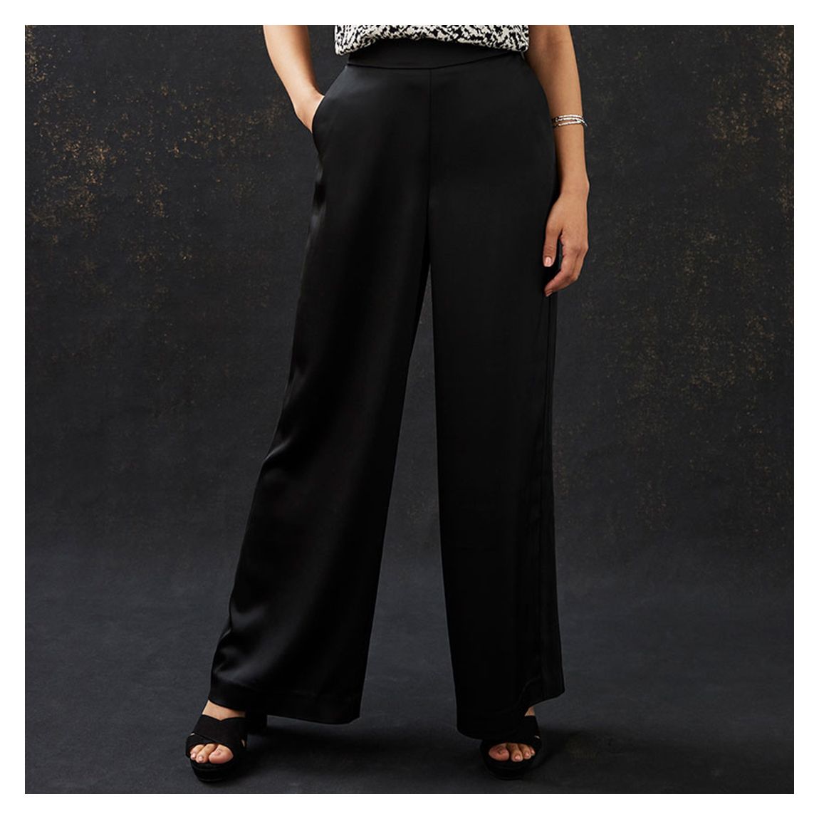 Black Satin Palazzo Trousers main product photo