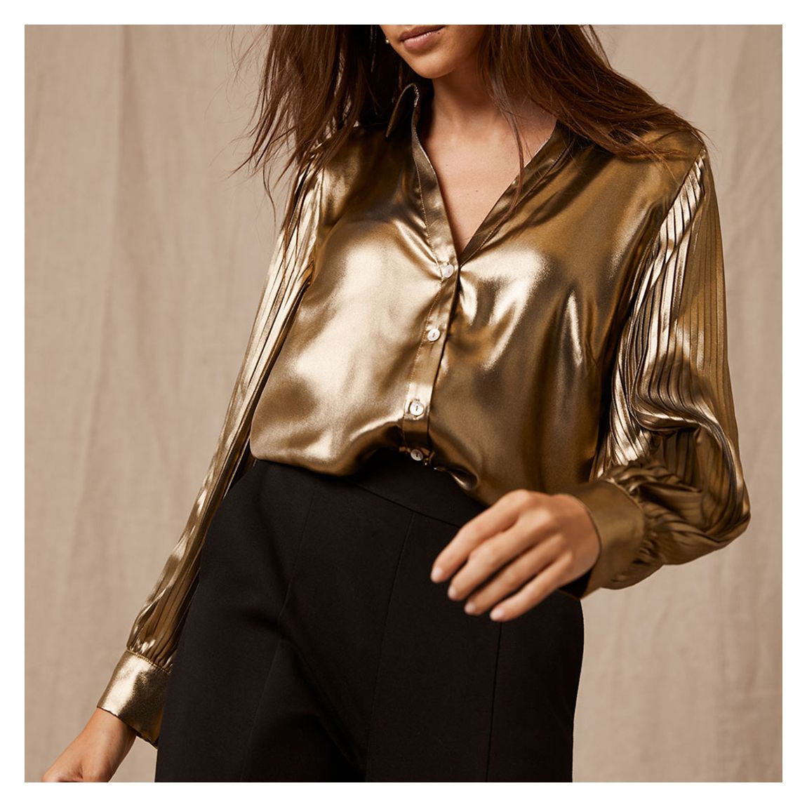 Gold Pleated Sleeve Shirt main product photo