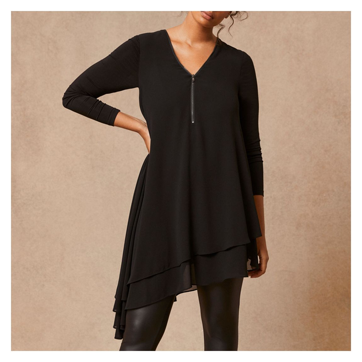 Black Longline Asymmetric Top main product photo
