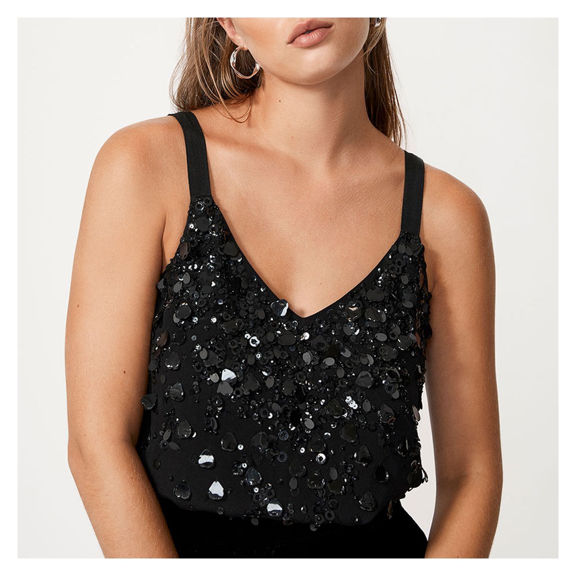 Black Scatter Sequin Top main product photo