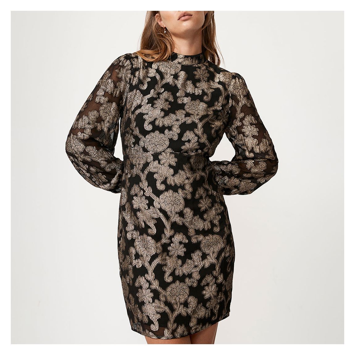 Black Jacquard Mini Dress main product photo