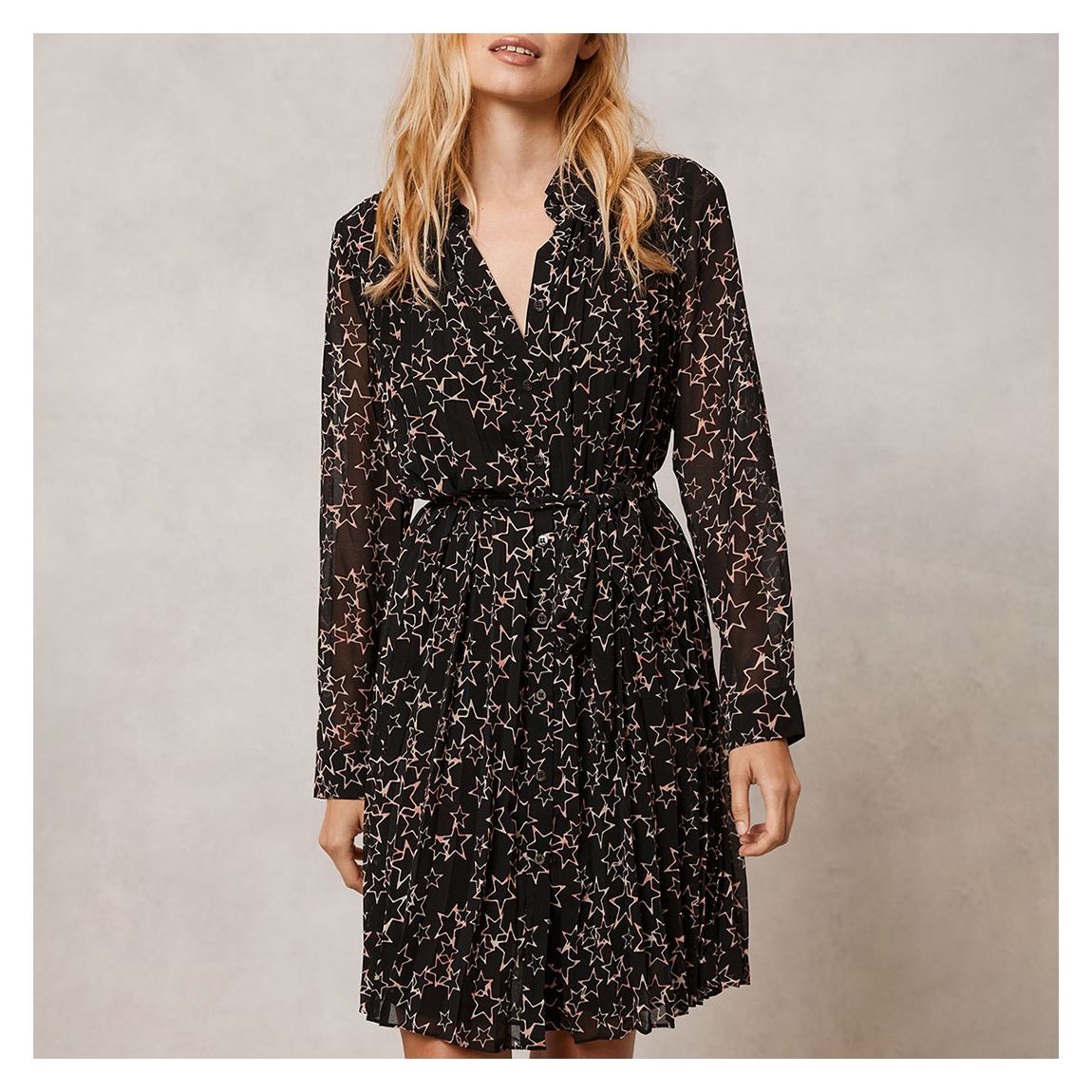 Star Print Mini Shirt Dress main product photo