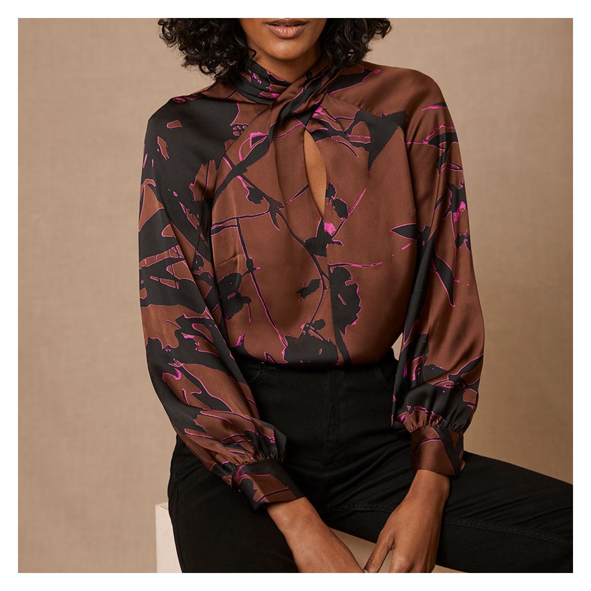Coco Print Twist Satin Top main product photo