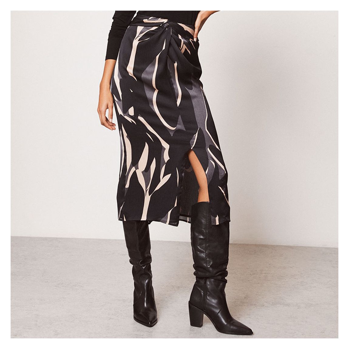 Ivy Ruched Midi Slip Skirt main product photo