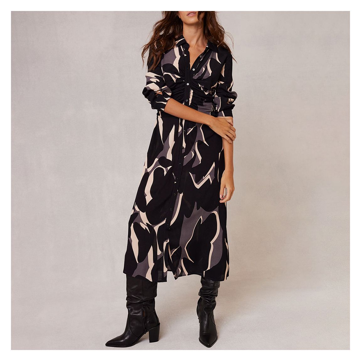 Ivy Print Midi Shirt Dress main product photo