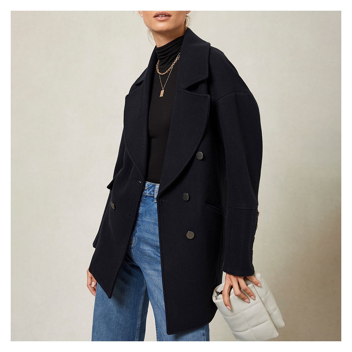 Navy Double Breasted Pea Coat main product photo
