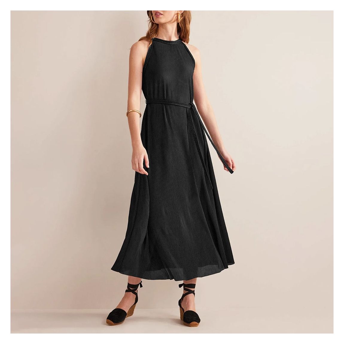 Black Jersey Plisse Maxi Dress main product photo