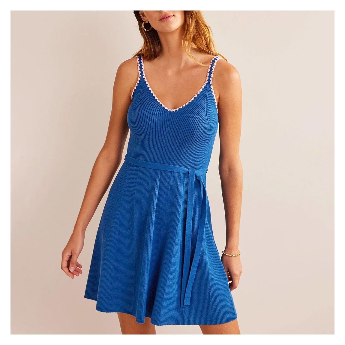 Blue Crochet Trim Knitted Dress main product photo