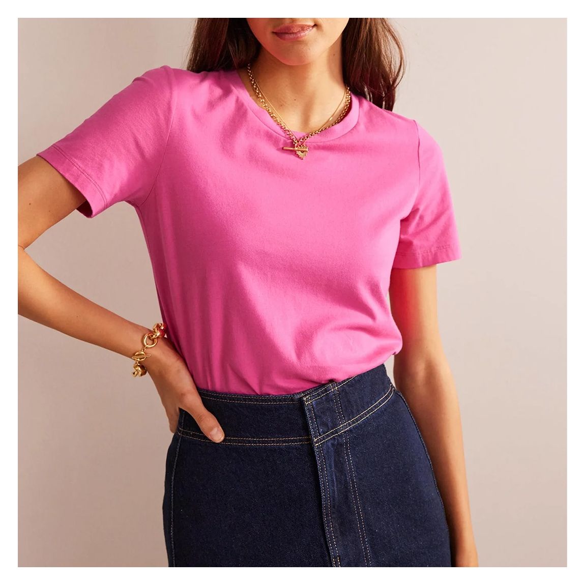 Pink Pure Cotton Crew T-shirt main product photo