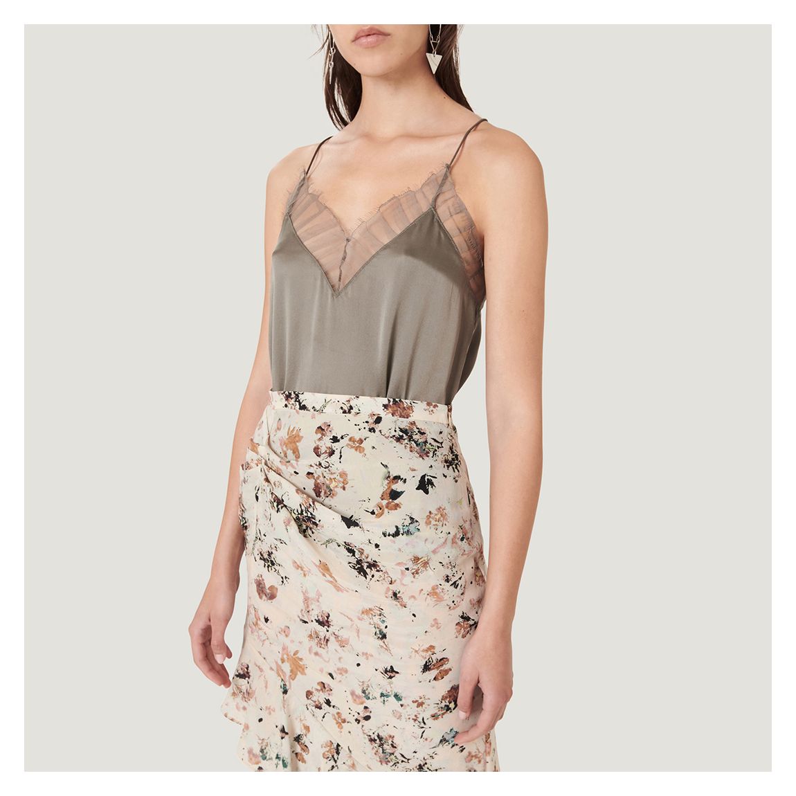 Grey Lace Detail Cami Top main product photo