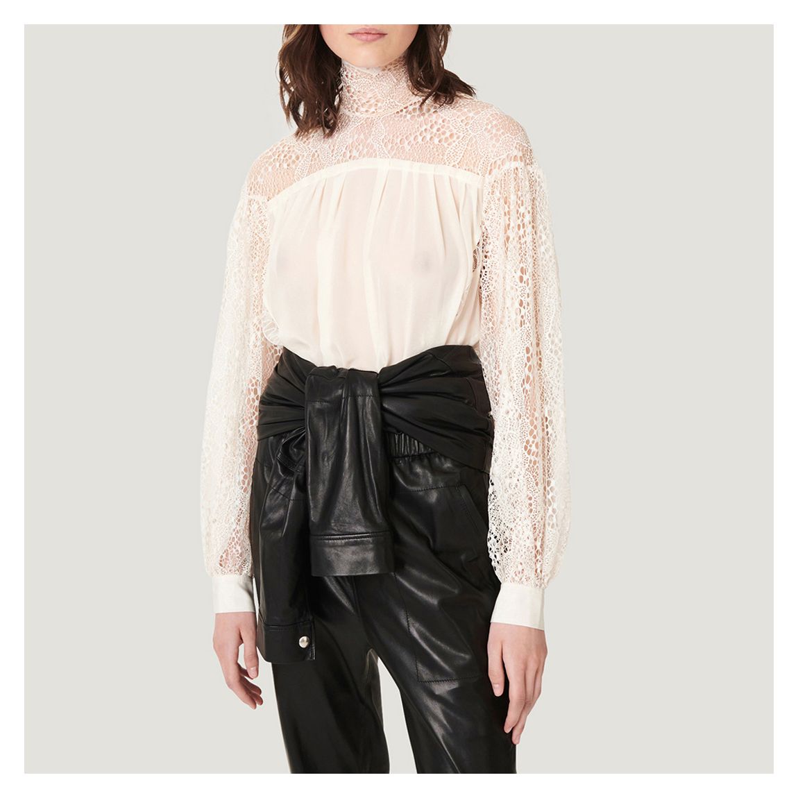 Cream Digwed Sheer Blouse main product photo