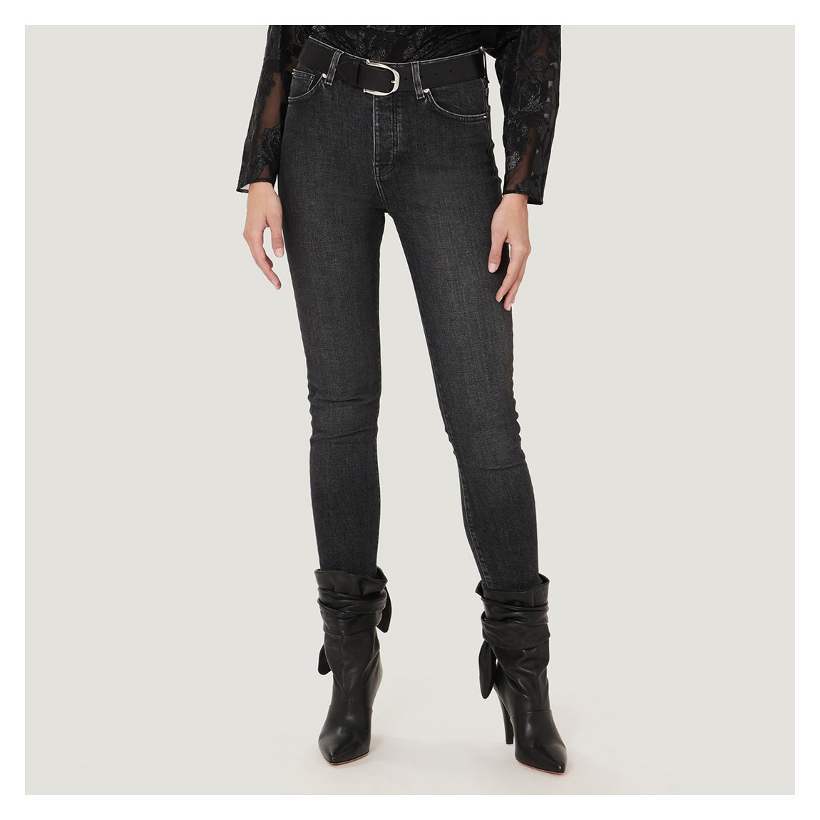 Faded Black Galloway Cotton Skinny Jeans main product photo