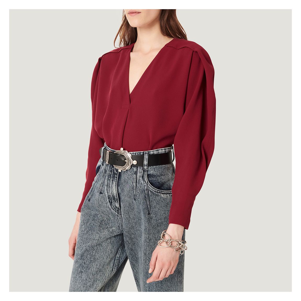 Red Janic V Neck Blouse main product photo